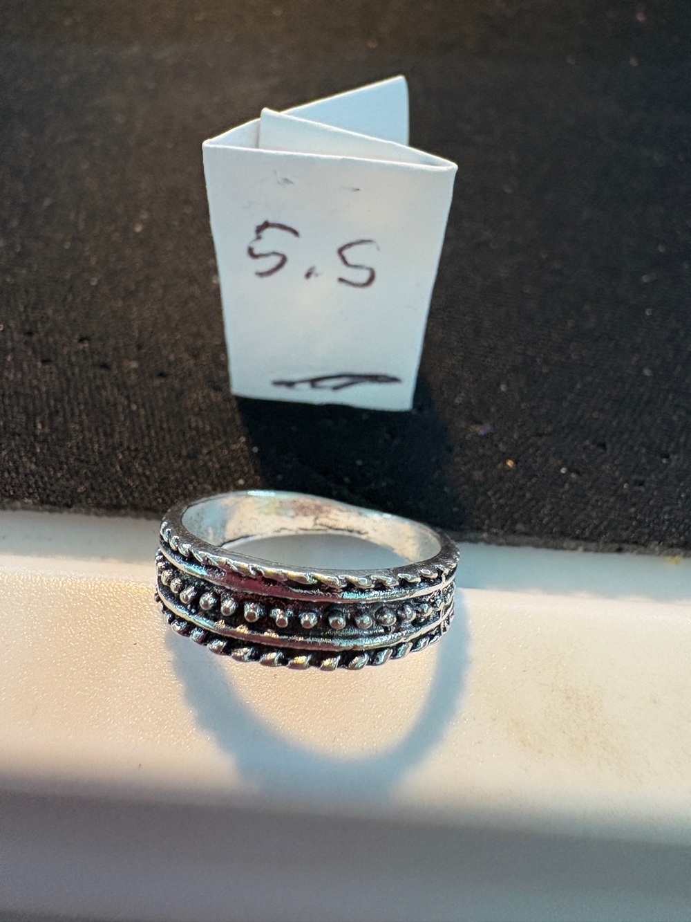 Sterling-Style Silver Beaded Stack Ring - Women's Size 5.5